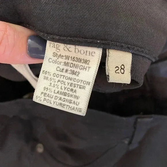 Rag & Bone women’s jodhpur skinny jeans leggings midnight size 28 leather inset - Picture 8 of 9